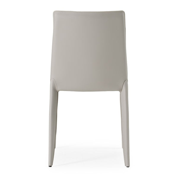 VIG Furniture Halo Modern Cognac Saddle Leather Chair Set Of 2 — Mid-Century Slim Frame, Durable Easy-Clean Finish Light Grey Dining Chair VGYF-DC1113-LTGR-DC