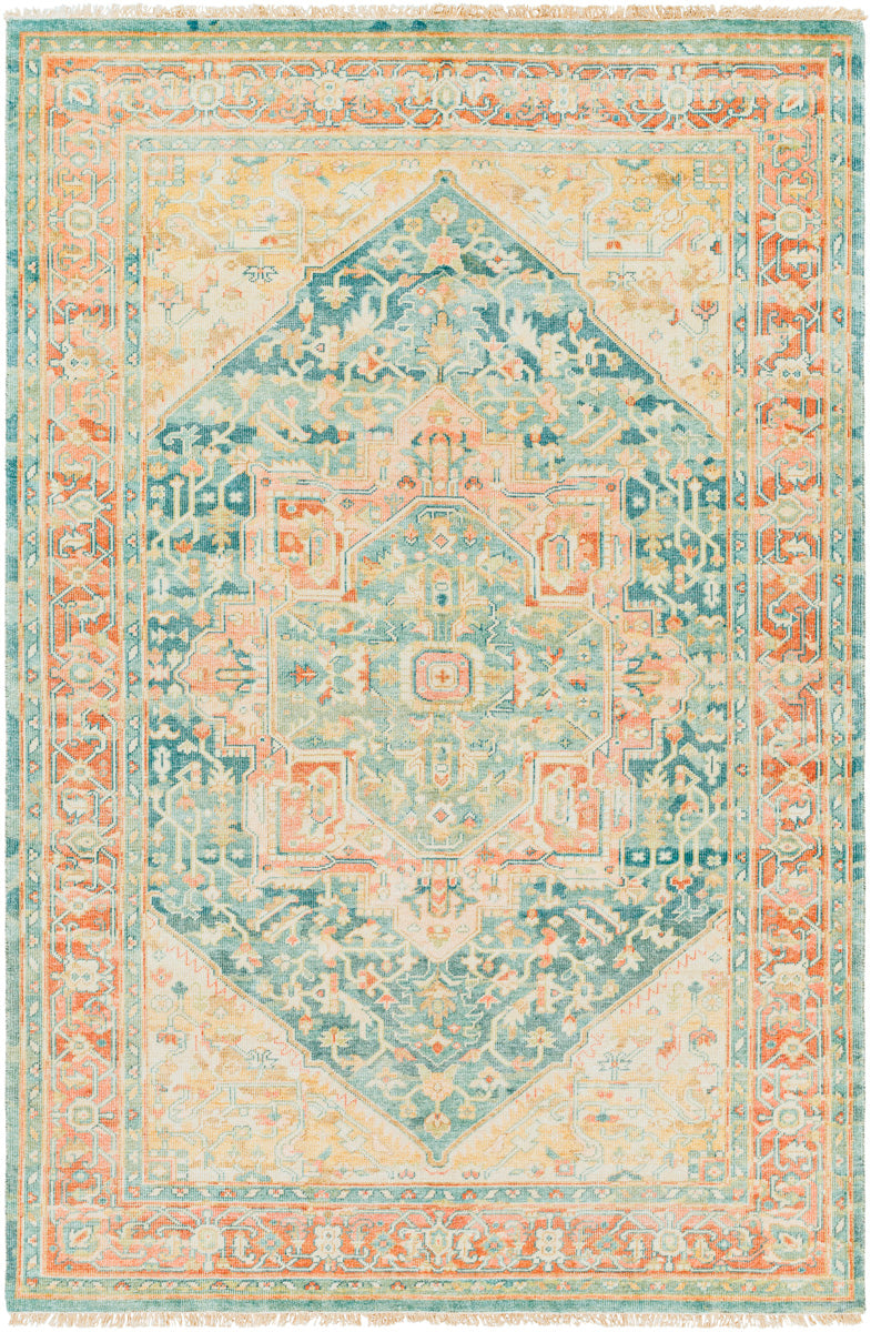 Hamadan HAM-2300 6' x 9' Handmade Rug HAM2300-69  Saffron, Camel, Light Beige, Sage, Tan Surya