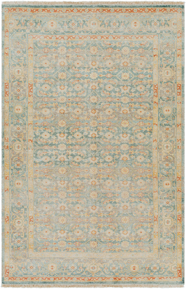 Hamadan HAM-2302 4' x 6' Handmade Rug HAM2302-46  Seafoam, Rust, Mustard, Gray Surya