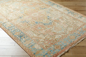 Hamadan HAM-2303 4' x 6' Handmade Rug HAM2303-46  Rust, Dark Blue, Seafoam, Saffron, Light Beige Surya