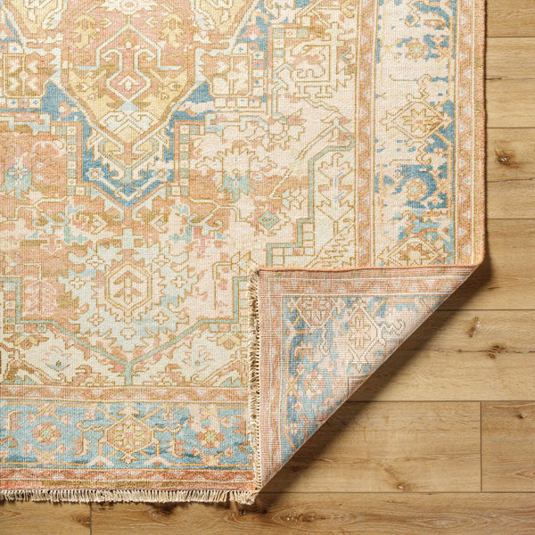 Hamadan HAM-2303 4' x 6' Handmade Rug HAM2303-46  Rust, Dark Blue, Seafoam, Saffron, Light Beige Surya