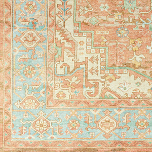 Hamadan HAM-2303 4' x 6' Handmade Rug HAM2303-46  Rust, Dark Blue, Seafoam, Saffron, Light Beige Surya