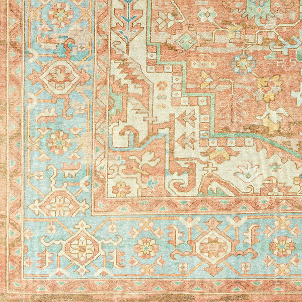 Hamadan HAM-2303 4' x 6' Handmade Rug HAM2303-46  Rust, Dark Blue, Seafoam, Saffron, Light Beige Surya