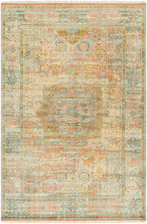 Hamadan HAM-2304 9' x 12' Handmade Rug HAM2304-912  Beige, Dusty Coral, Teal, Rust Surya