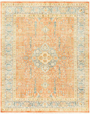 Hamadan HAM-2306 9' x 12' Handmade Rug HAM2306-912  Burnt Orange, Medium Gray, Ivory, Mustard Surya