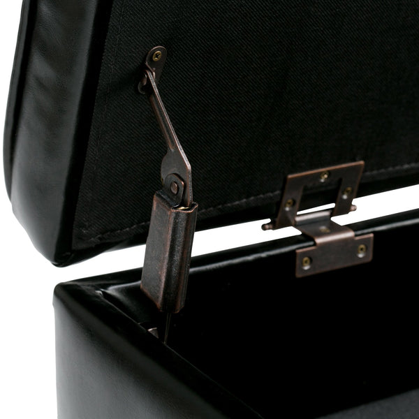 English Elm Cosmopolitan Storage Ottoman Bench - Sleek Midnight Black Faux Leather With Convenient Open Shelf B136P158566