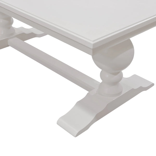 Hampton Oak Veneer Dining Table Solid Rubberwood Double Pedestal Base Transitional Style