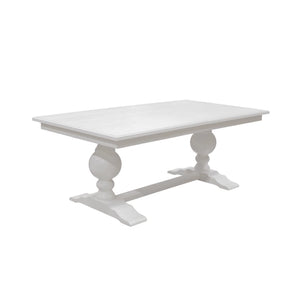 Hampton Oak Veneer Dining Table Solid Rubberwood Double Pedestal Base Transitional Style