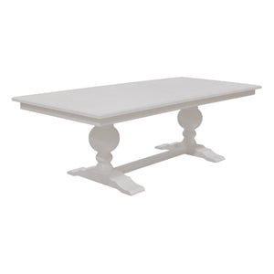 Hampton Oak Veneer Dining Table Solid Rubberwood Double Pedestal Base Transitional Style