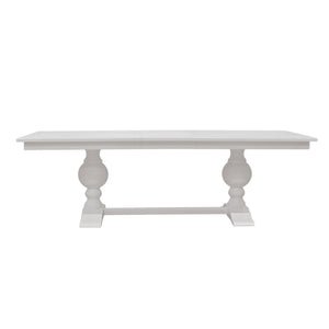 Hampton Oak Veneer Dining Table Solid Rubberwood Double Pedestal Base Transitional Style
