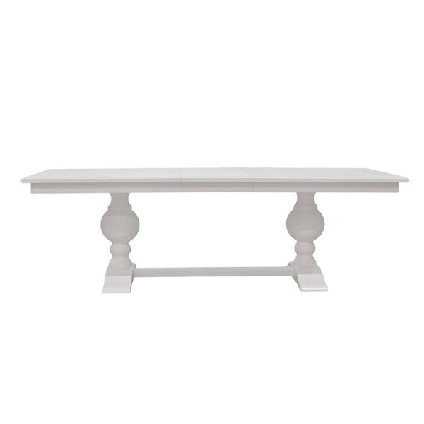 Hampton Oak Veneer Dining Table Solid Rubberwood Double Pedestal Base Transitional Style
