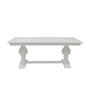 Hampton Oak Veneer Dining Table Solid Rubberwood Double Pedestal Base Transitional Style