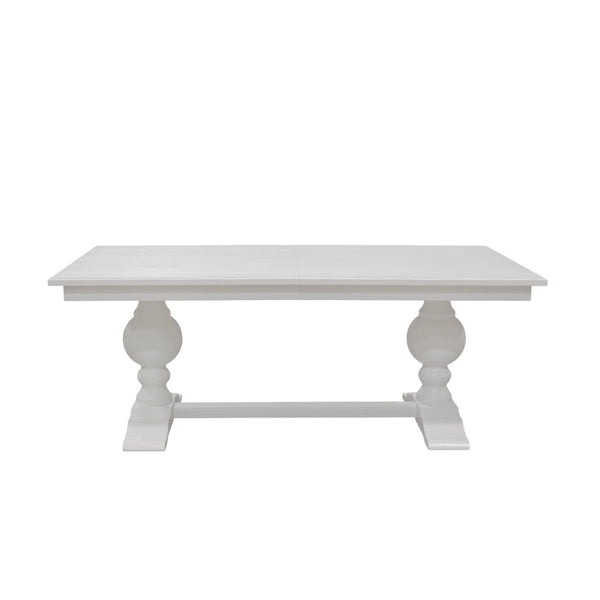 Hampton Oak Veneer Dining Table Solid Rubberwood Double Pedestal Base Transitional Style