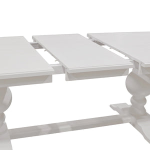 Hampton Oak Veneer Dining Table Solid Rubberwood Double Pedestal Base Transitional Style