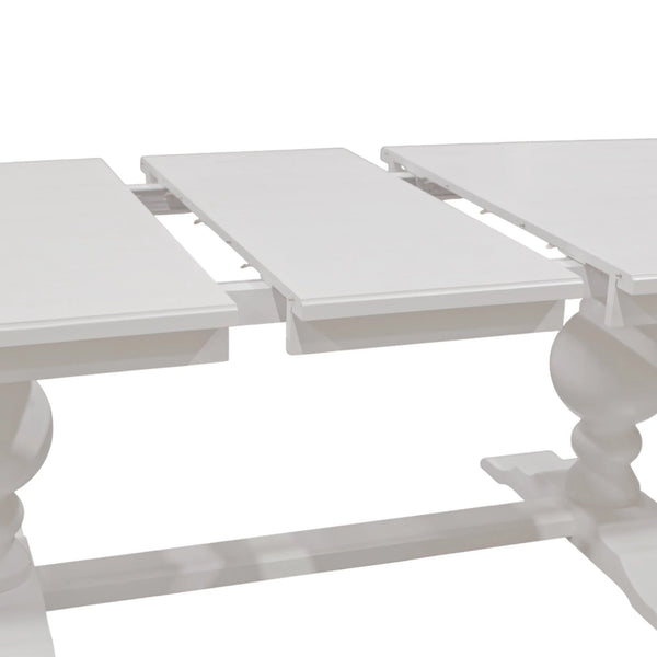 Hampton Oak Veneer Dining Table Solid Rubberwood Double Pedestal Base Transitional Style