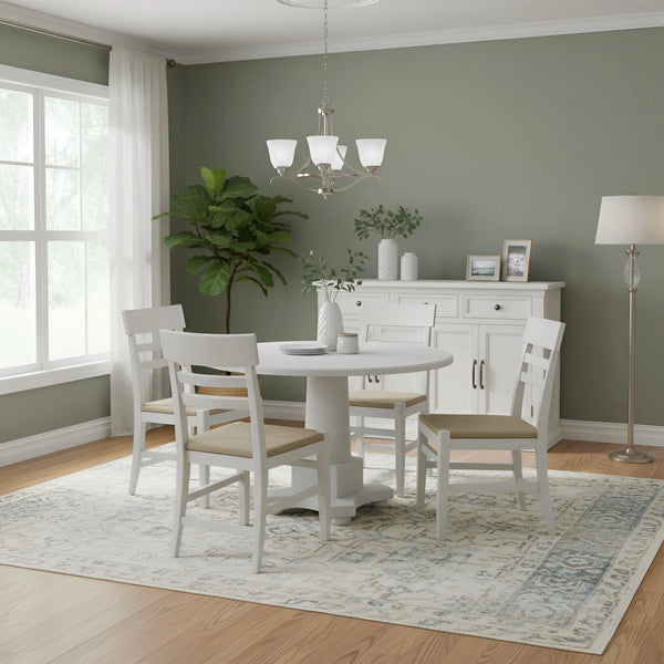 Hampton Oak Veneer Dining Table Solid Rubberwood Double Pedestal Base Transitional Style