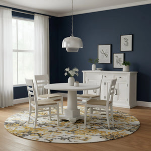 Alpine Furniture Hampton Oak Veneer Dining Table Solid Rubberwood Double Pedestal Base Transitional Style Round 2600-25
