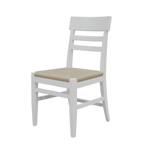 Hampton Ladder-back Dining Chairs Set of 2 Woven Seat Rubberwood Oak Transitional