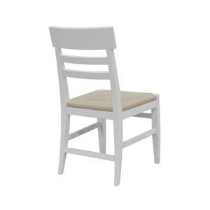 Hampton Ladder-back Dining Chairs Set of 2 Woven Seat Rubberwood Oak Transitional