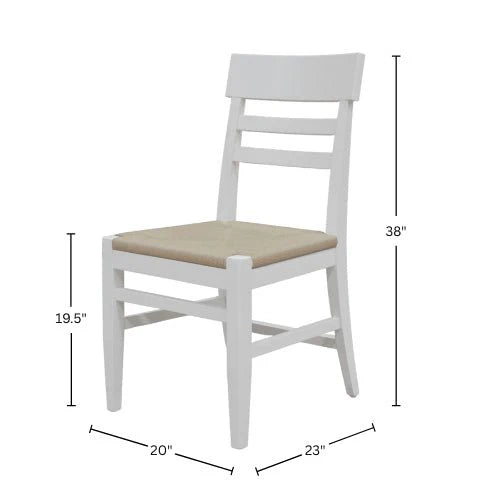 Hampton Ladder-back Dining Chairs Set of 2 Woven Seat Rubberwood Oak Transitional