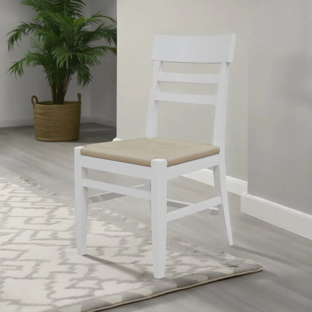 Alpine Furniture Hampton Ladder-back Dining Chairs Set of 2 Woven Seat Rubberwood Oak Transitional 2600-02