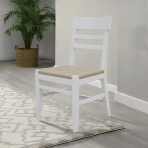 Alpine Furniture Hampton Ladder-back Dining Chairs Set of 2 Woven Seat Rubberwood Oak Transitional 2600-02