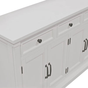 Hampton Transitional Sideboard with Oak Veneer Framed Doors and Rubberwood Storage