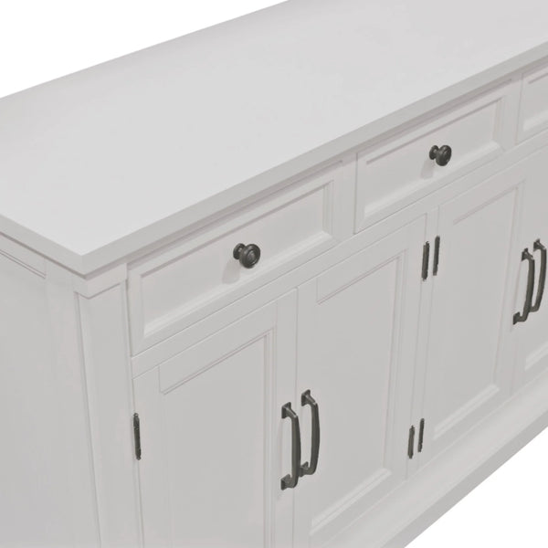 Hampton Transitional Sideboard with Oak Veneer Framed Doors and Rubberwood Storage