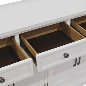 Hampton Transitional Sideboard with Oak Veneer Framed Doors and Rubberwood Storage