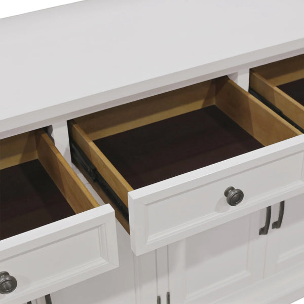 Hampton Transitional Sideboard with Oak Veneer Framed Doors and Rubberwood Storage