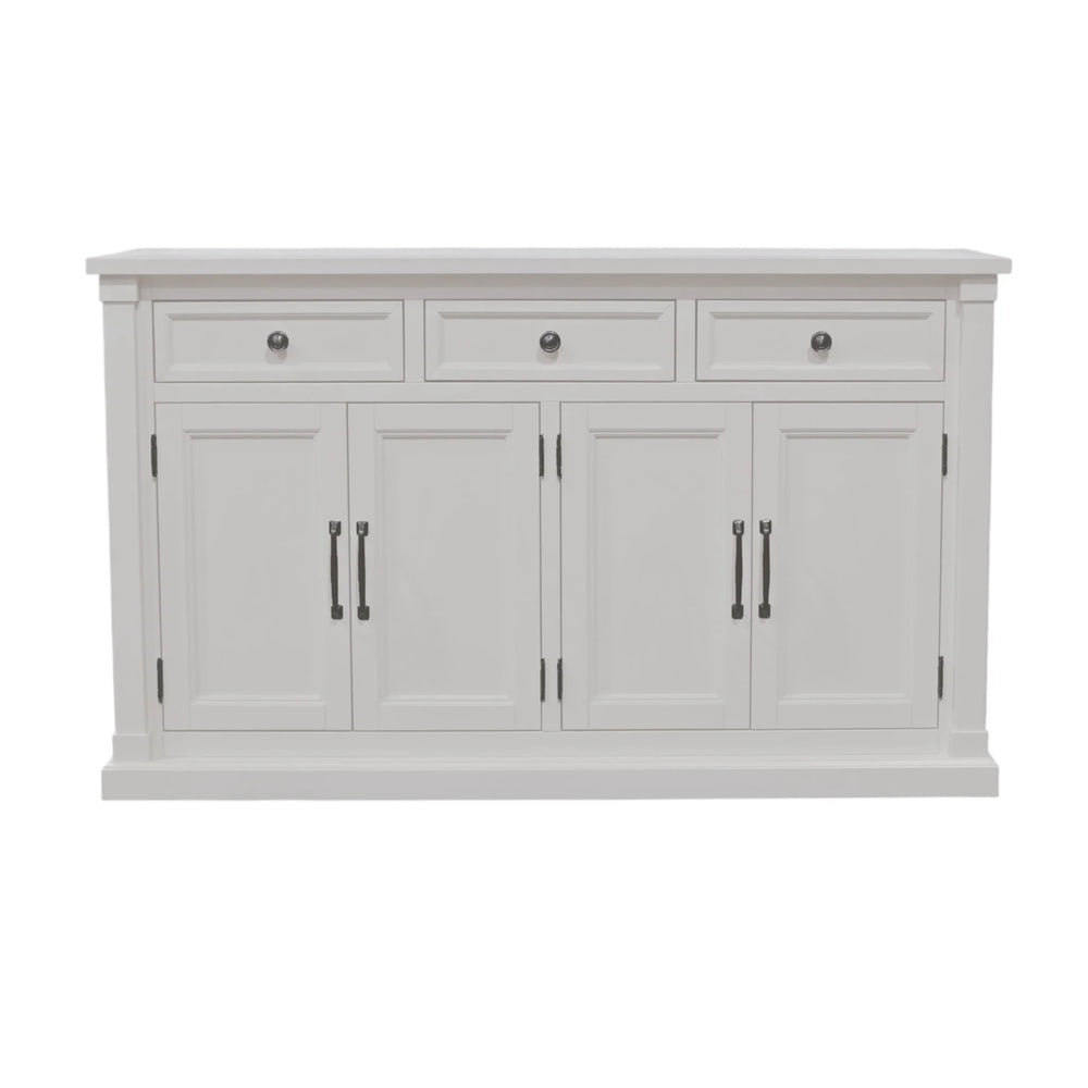 Alpine Furniture Hampton Transitional Sideboard with Oak Veneer Framed Doors and Rubberwood Storage 2600-06