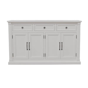 Hampton Transitional Sideboard with Oak Veneer Framed Doors and Rubberwood Storage