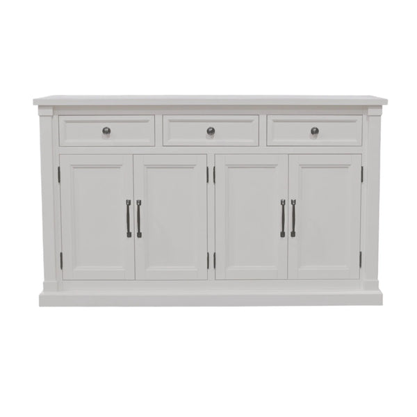 Hampton Transitional Sideboard with Oak Veneer Framed Doors and Rubberwood Storage