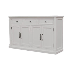 Hampton Transitional Sideboard with Oak Veneer Framed Doors and Rubberwood Storage