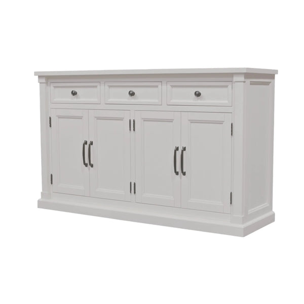 Hampton Transitional Sideboard with Oak Veneer Framed Doors and Rubberwood Storage