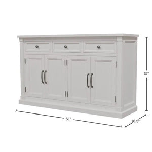 Hampton Transitional Sideboard with Oak Veneer Framed Doors and Rubberwood Storage