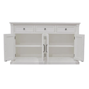Hampton Transitional Sideboard with Oak Veneer Framed Doors and Rubberwood Storage
