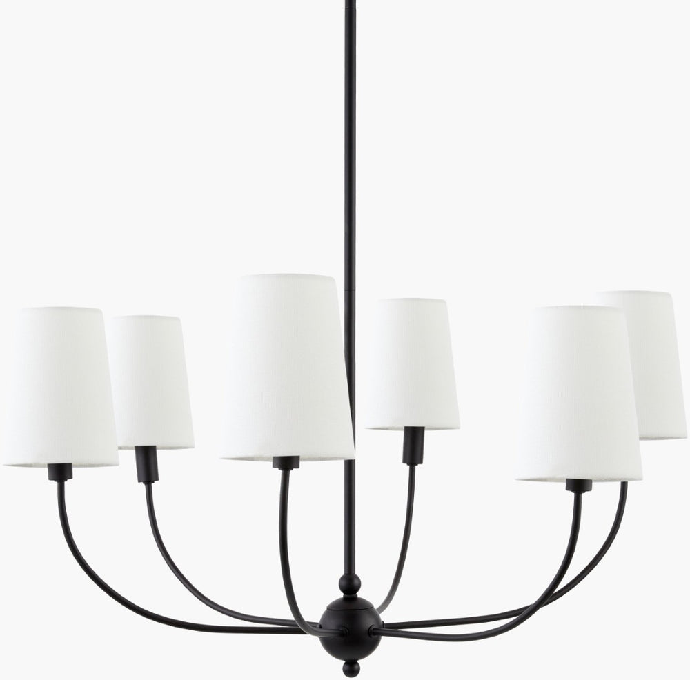 Livabliss Haylen Iron Frame Arts and Crafts Chandelier with Linen Shades for Dining Rooms HAN-001