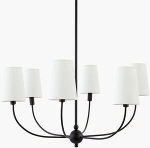 Livabliss Haylen Iron Frame Arts and Crafts Chandelier with Linen Shades for Dining Rooms HAN-001