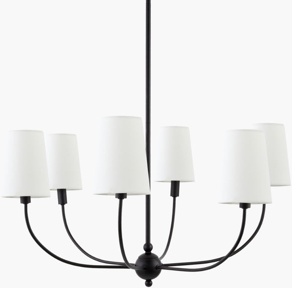 Livabliss Haylen Iron Frame Arts and Crafts Chandelier with Linen Shades for Dining Rooms HAN-001