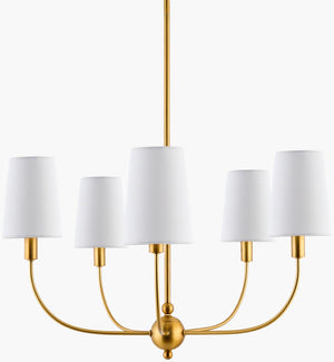 Livabliss Haylen Iron Frame Chandelier with Linen Shades Arts and Crafts Dining Room Light HAN-002
