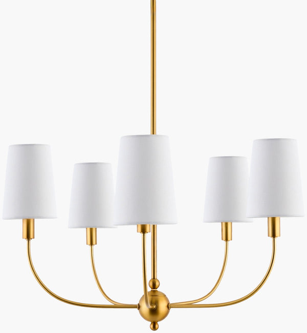 Livabliss Haylen Iron Frame Chandelier with Linen Shades Arts and Crafts Dining Room Light HAN-002