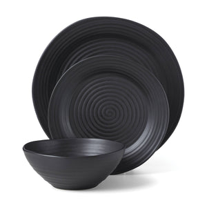 Lenox Oneida Ridge Black 12 Piece Dinnerware Set Black, BLACK STONEWARE 895938