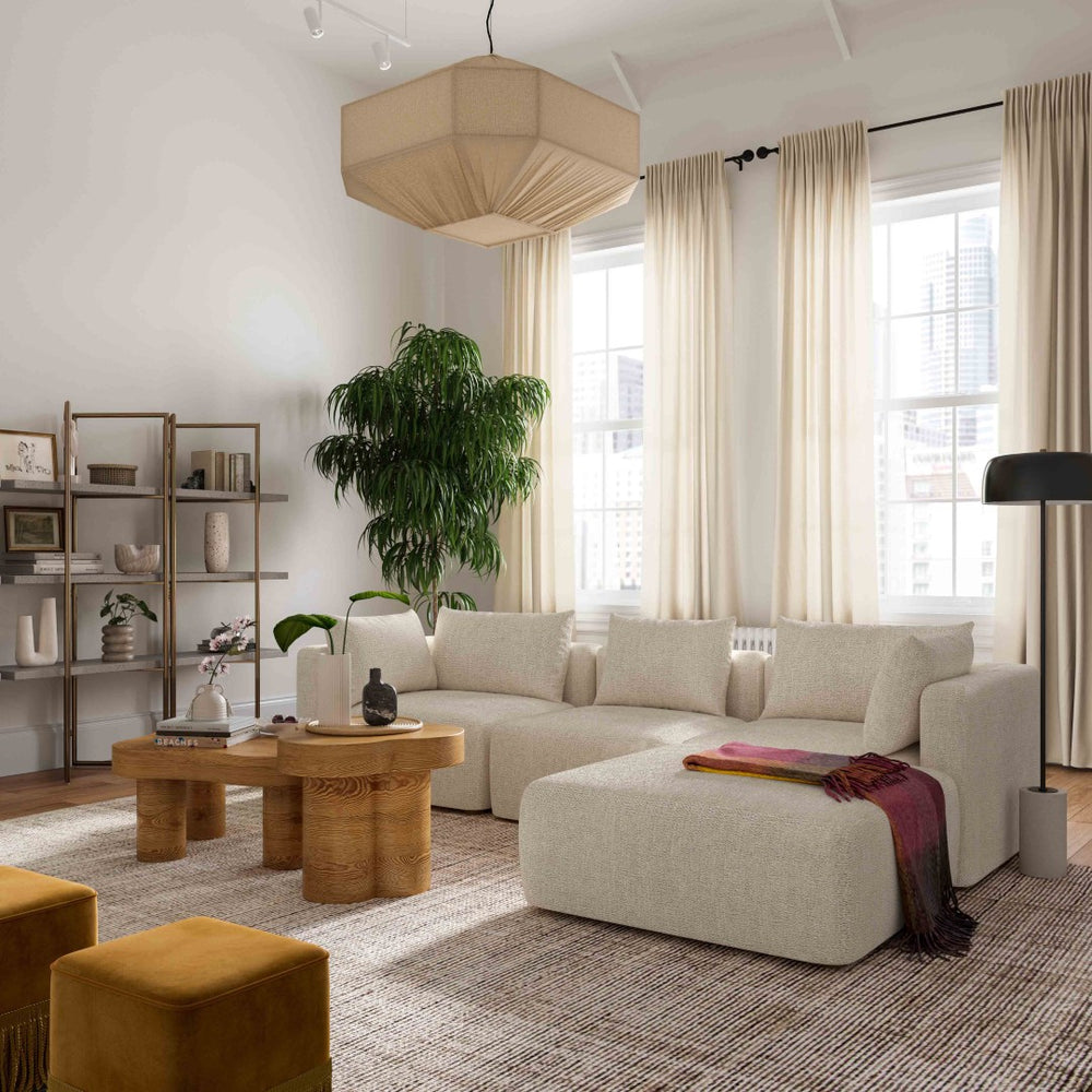 TOV Furniture Hangover 4-Piece Modular Sectional: Stylish Heavy Textured Fabric for Customizable Comfort & Modern Living Cream TOV-L69242-SEC