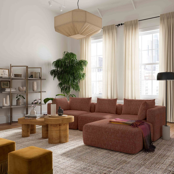 TOV Furniture Hangover 4-Piece Modular Sectional: Stylish Heavy Textured Fabric for Customizable Comfort & Modern Living Red TOV-L69244-SEC