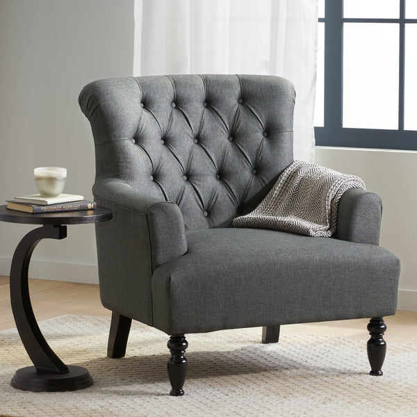English Elm Christopher Knight Home® - CLUB CHAIR Dark Gray Fabric Accent Chair — Plush Deep Seat, Sturdy Frame, Modern Living Room Style 57752.00DGAY