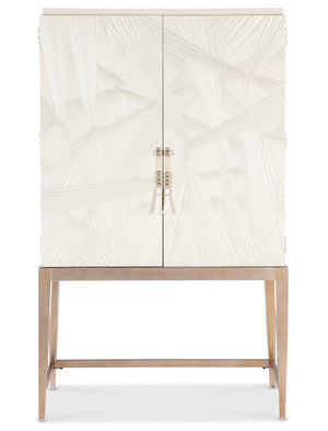 Hooker Furniture Melange Sculptural Bar Cabinet with Led Lighting Mirrored Back and Tapered Legs 628-50733-05