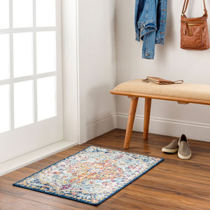 Livabliss Harput Traditional Medallion Polypropylene Area Rug for Living and Dining Rooms Aqua, White 2' x 2'11" HAP1000-23