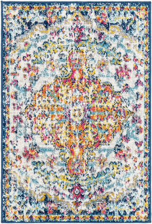 Livabliss Harput Traditional Medallion Polypropylene Area Rug for Living and Dining Rooms Aqua, White 2' x 2'11" HAP1000-23