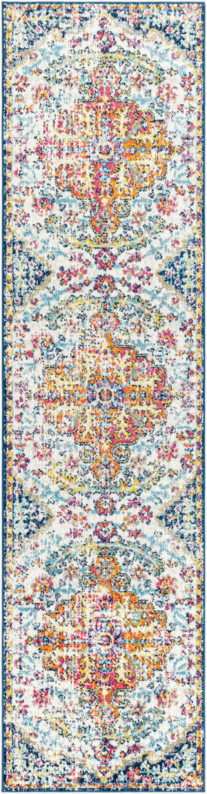 Livabliss Harput Traditional Medallion Polypropylene Area Rug for Living and Dining Rooms Aqua, White 2'7" x 10'2" HAP1000-27103